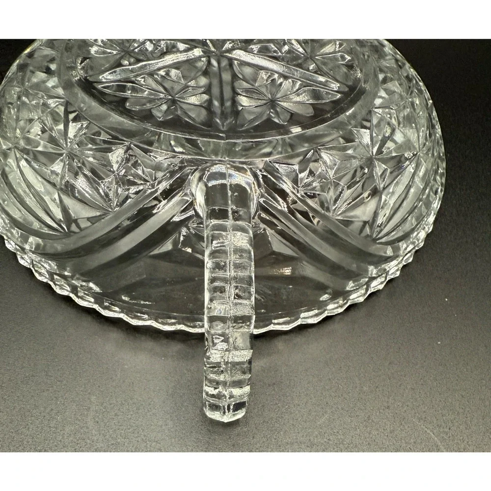 ⭐ Vintage Anchor Hocking Stars & Bars Relish Dish & Nappy Pressed Glass